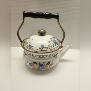 Vintage Kamenstein Floral Enamel Teapot